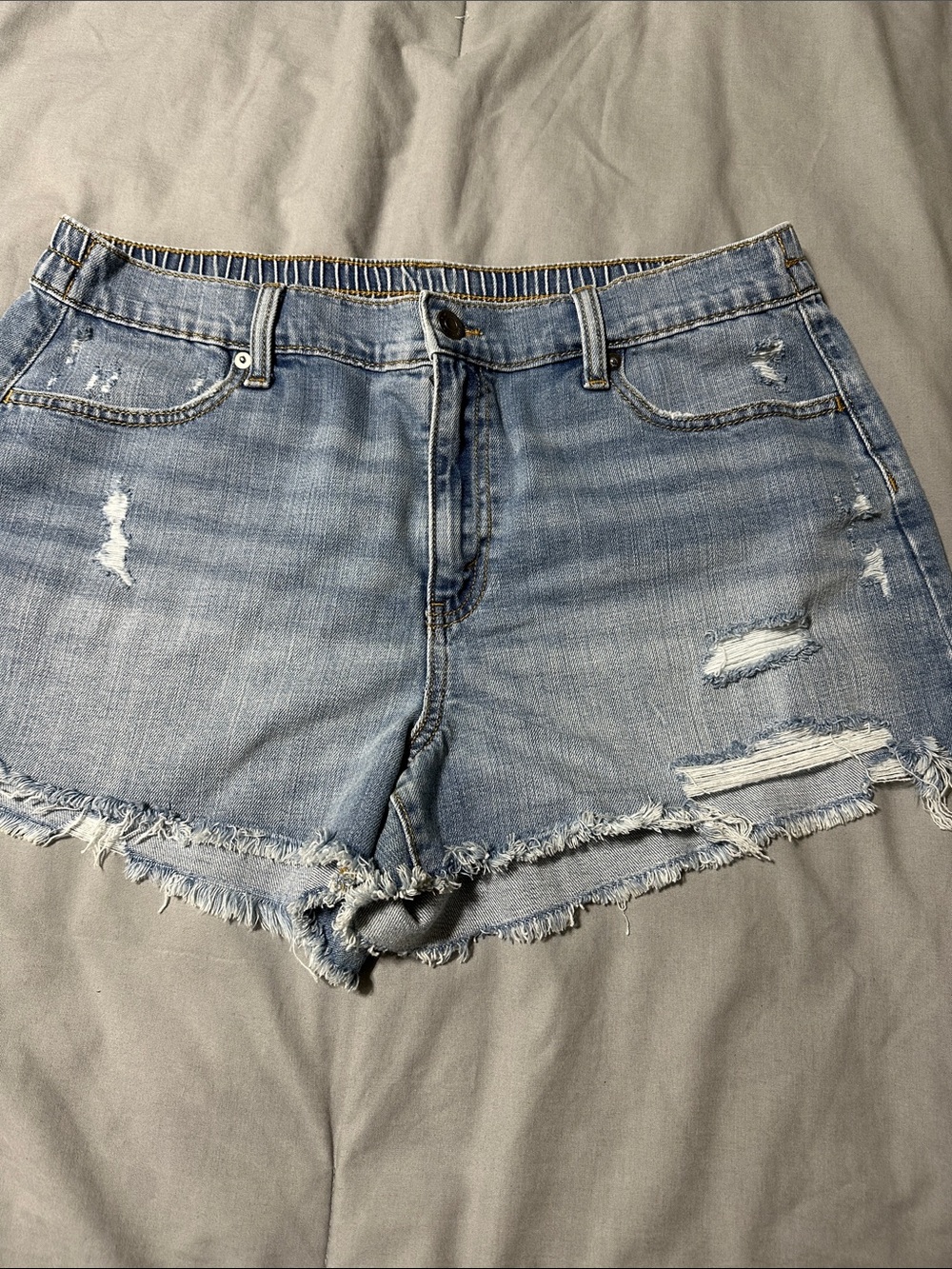 aerie Light Blue Distressed Denim Cutoff Shorts